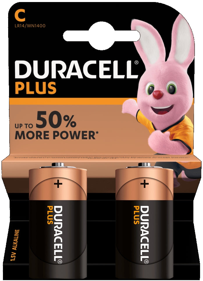 BLISTER 2 BATTERIE DURACELL PLUS MEZZA TORCIA FORMATO C