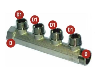 COLLETTORE SEMPLICE 4 VIE 1"x1/2"