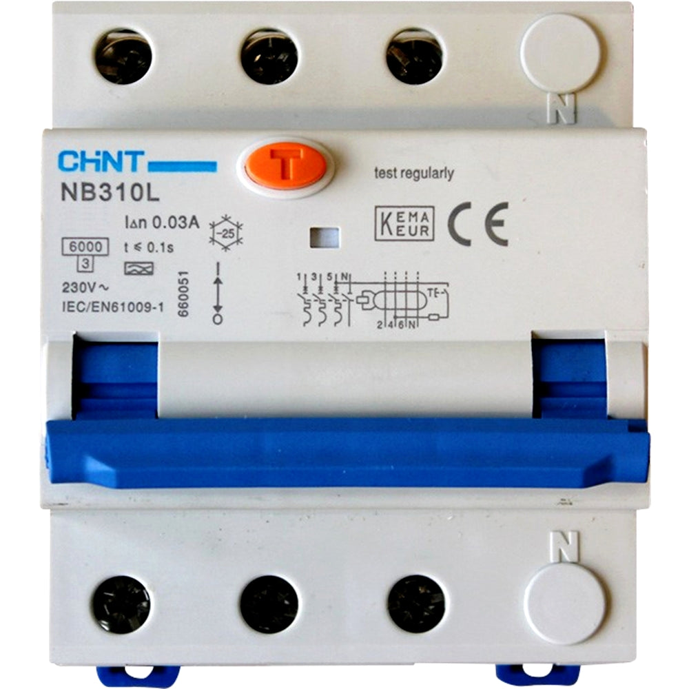 INTERRUTTORE MAGNETOTERMICO DIFFERENZIALE 3P+N 32A 30mA TIPO AC