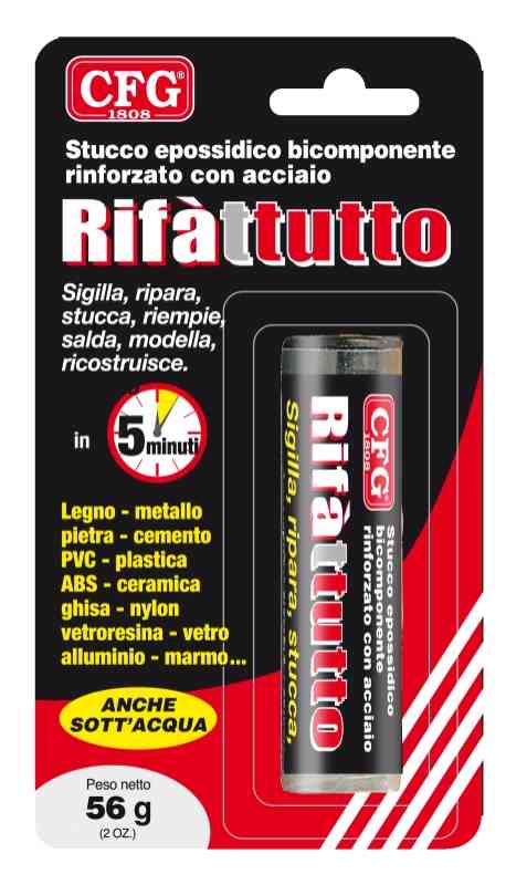 RIFÀTTUTTO STUCCO EPOSSIDICO BICOMPONENTE RINFORZATO CON ACCIAIO 56 g