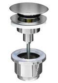 PILETTA DI SCARICO CLICK CLACK IN OTTONE CROMATO PER LAVABO O BIDET CON TAPPO CROMATO E VITE CENTRALE SENZA TROPPO PIENO 11/4"
