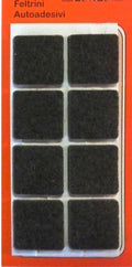 CONFEZIONE 8 FELTRINI AUTOADESIVI QUADRATI 25×25 mm MARRONI