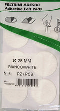 CONFEZIONE 6 FELTRINI AUTOADESIVI TONDI Ø 30 mm BIANCHI