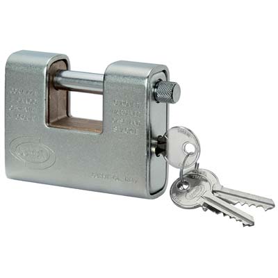 LUCCHETTO ANTISCASSO CORAZZATO CORBIN OTTONE ACCIAIO CROMATO CHIAVI 2 MM 62