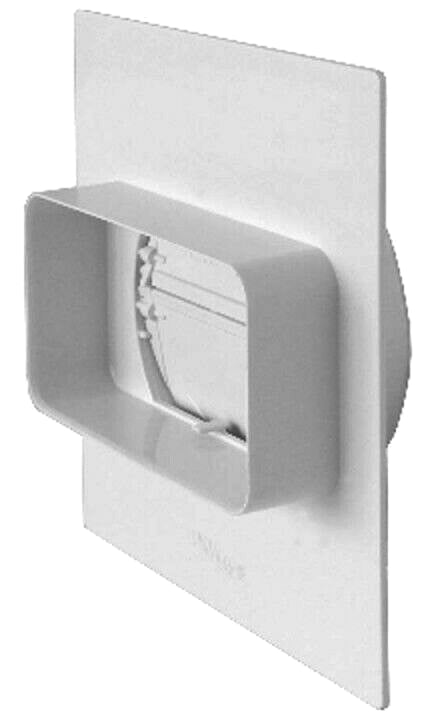 PLACCA PER PASSAGGIO A MURO DA TUBO TONDO A TUBO SEZIONE RETTANGOLARE 120 x 60 mm CON VALVOLA DI NON RITORNO ARIA
