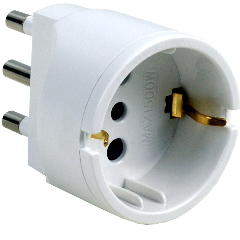 ADATTATORE SEMPLICE CON SPINA 2P+T 10A E PRESA SCHUKO 2P+T 10/16A