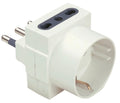 ADATTATORE TRIPLO SCHUKO CON SPINA 2P+T 16A E 2 PRESE 2P+T 10/16A + SCHUKO