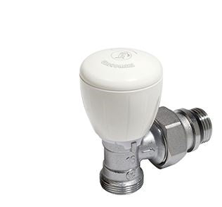 VALVOLA MICROMETRICA TERMOSTATIZZABILE, A SQUADRA, CON ATTACCO PER ADATTATORE 3/8"X16