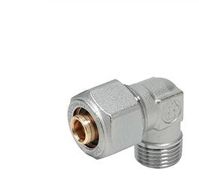RACCORDO CURVO 90° FILETTATO MASCHIO PER TUBI IN PLASTICA O MULTISTRATO 1/2"X16