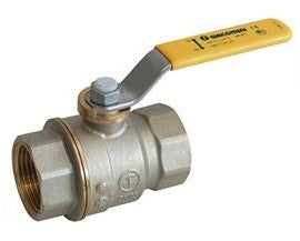 VALVOLA A SFERA DIRITTA, FEMMINA-FEMMINA, PASSAGGIO TOTALE, USO GAS 1/2" L.GIALLA