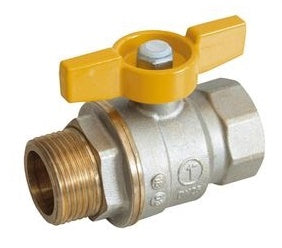 VALVOLA A SFERA DIRITTA, FEMMINA-MASCHIO, PASSAGGIO TOTALE, USO GAS 1/2"
