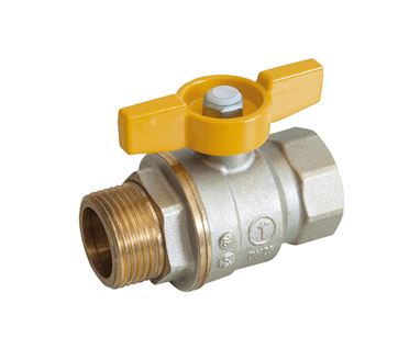 VALVOLA A SFERA DIRITTA, FEMMINA-MASCHIO, PASSAGGIO TOTALE, USO GAS G 3/4”F x G 3/4”M