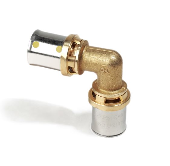RACCORDO CURVO 90°, A PRESSARE MULTIPINZA, SERIE MULTIGAS 20X2