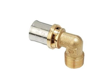 RACCORDO CURVO 90° FILETTATO MASCHIO A PRESSARE MULTIPINZA 3/4"X20
