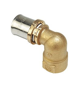 RACCORDO CURVO 90° FILETTATO FEMMINA, A PRESSARE MULTIPINZA 1/2" x (16 x 2)