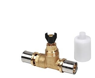 RUBINETTO DI INTERCETTAZIONE A VITONE CON ATTACCHI A PRESSARE MULTIPINZA DIAMETRO 16X16