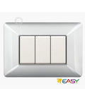 PLACCA COPRINTERRUTTORE 3 POSTI ALLUMINIO CHIARO ELETTROCANALI EASY