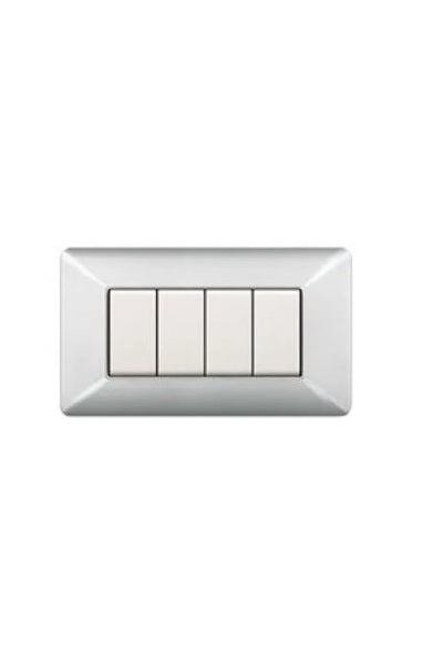 PLACCA COPRINTERRUTTORE 4 POSTI ALLUMINIO CHIARO ELETTROCANALI EASY