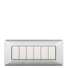 PLACCA COPRINTERRUTTORE 6 POSTI ALLUMINIO CHIARO ELETTROCANALI EASY