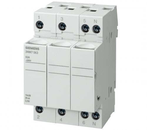 SEZIONATORE PORTAFUSIBILE DA 10,3X38mm 32A 3P+N