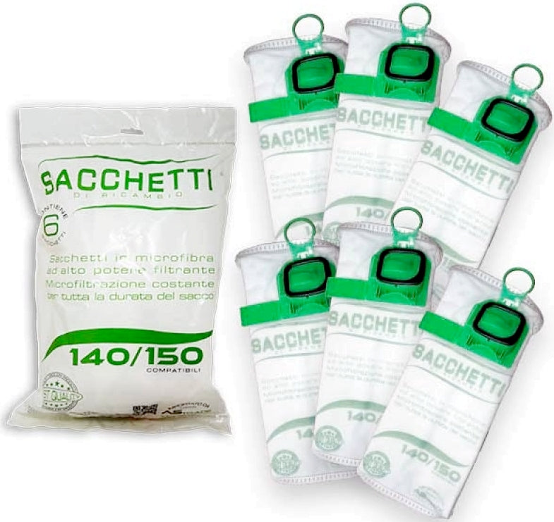CONFEZIONE 6 SACCHETTI COMPATIBILI VORWERK FOLLETTO VK140/150