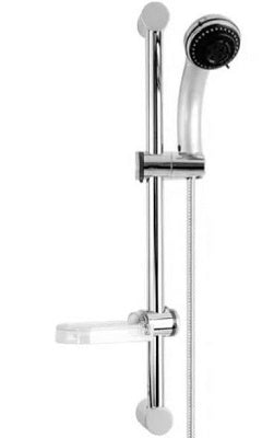 SALISCENDI DOCCIA 5 GETTI REGOLABILE CON DOCCETTA E PORTASAPONE MODELLO SMERALDO ASTA 62CM