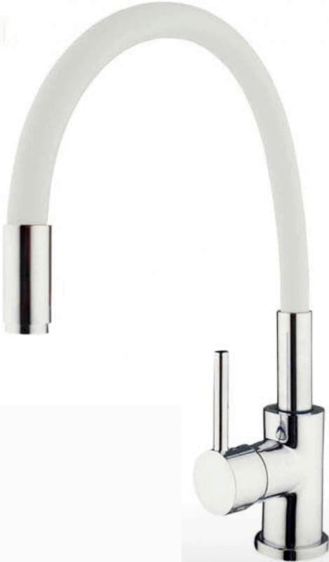 MISCELATORE MONOCOMANDO PER LAVELLO CON CANNA ORIENTABILE BIANCA