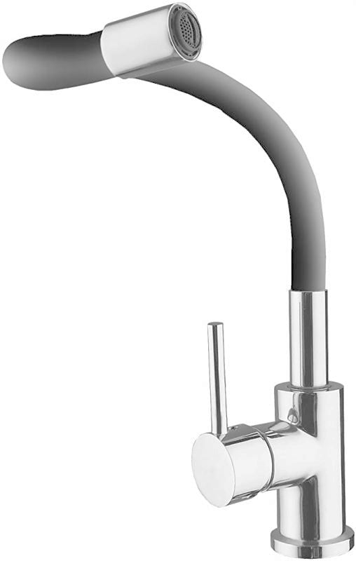 MISCELATORE MONOCOMANDO PER LAVELLO "SNAKE" CON CANNA ORIENTABILE GRIGIA
