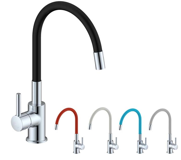 MISCELATORE MONOCOMANDO PER LAVELLO "SNAKE" CON CANNA ORIENTABILE NERA