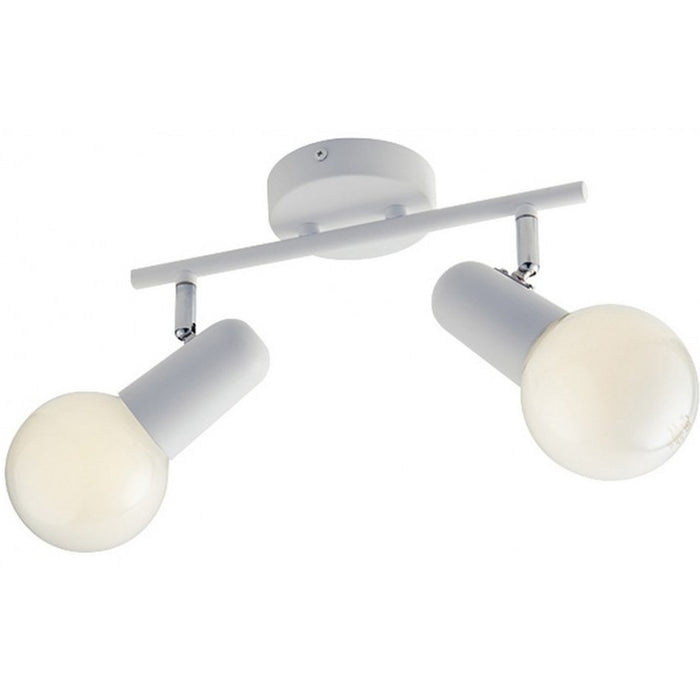 SPOT IN METALLO BIANCO CON 2 PUNTI LUCE E27 ORIENTABILI