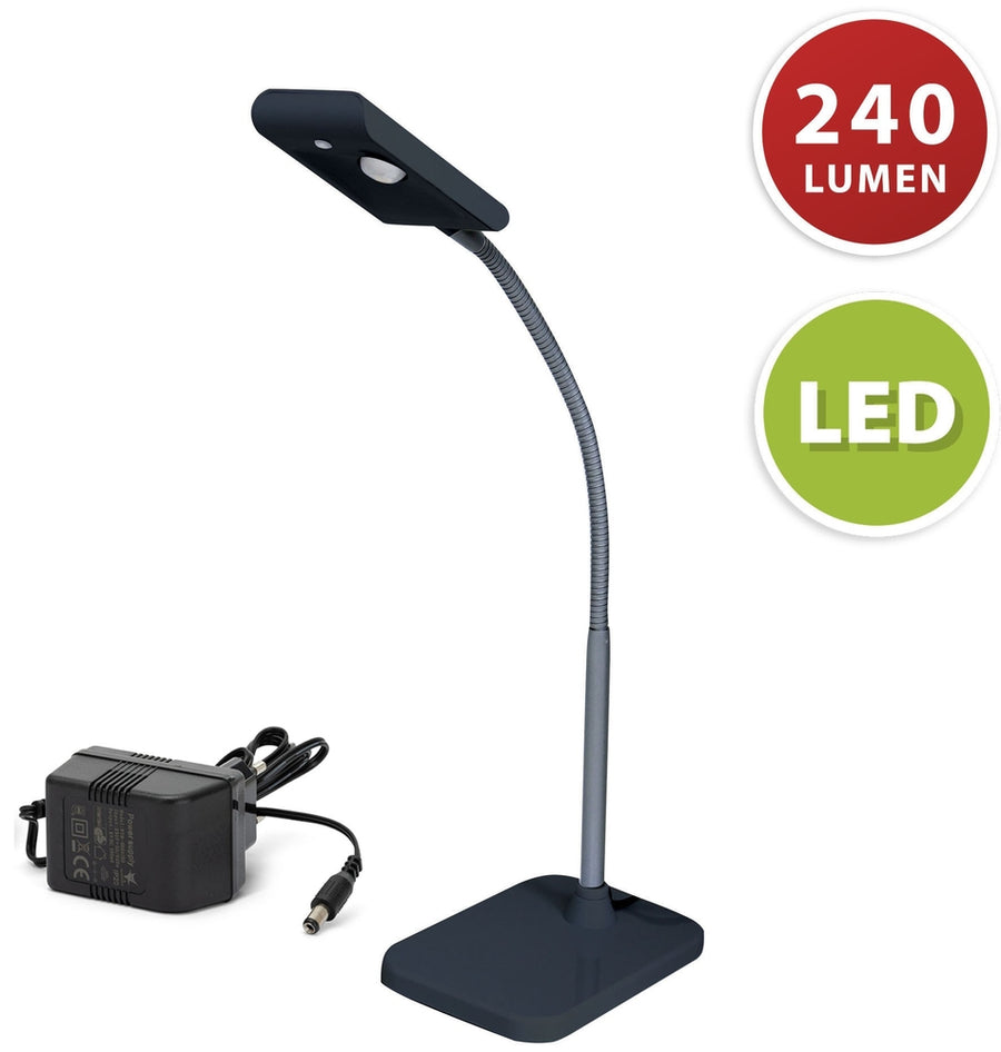 LAMPADA LED DA TAVOLO KOMPACT NERA 3W LUCE NATURALE CON BRACCIO REGOLABILE 360°