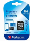 MICRO SD 64 GB VERBATIM+ ADAPTER SD CLASSE 10