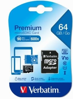 MICRO SD 64 GB VERBATIM+ ADAPTER SD CLASSE 10