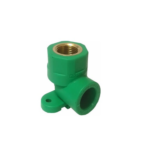 GOMITO 90° FILETTATO FEMMINA 1/2"X20 CON STAFFA IN PP-R BAMPI